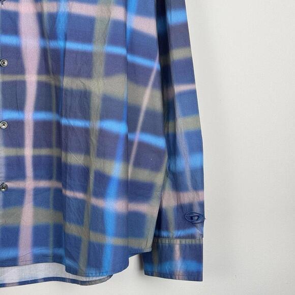 NWT Diesel S-Daraa Shirt 439 Electric/Blue Men’s Size 50 Plaid Button Up $225 - Picture 5 of 15